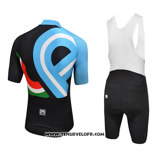 2018 Maillot Ciclismo Bici Amore Mio Noir et Bleu Manches Courtes et Cuissard